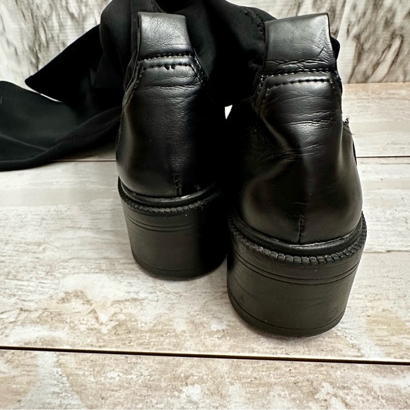 Zara Womens Sz 36 US 6 Black Stretch Knee High Boots Lug Bottom Wide Shaft Moto - Picture 8 of 16